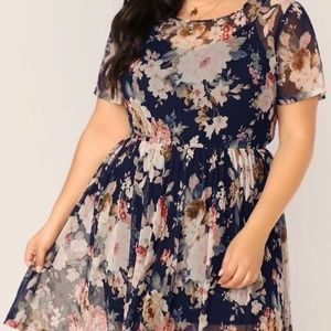Floral print semi sheer dress